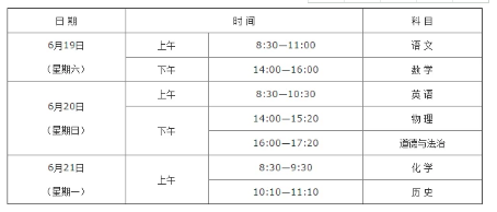 陜西中考時間2021具體時間