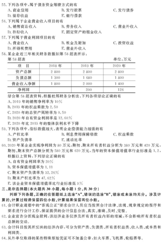 2021浙江財會類職業(yè)技能考試試題及答案 考什么內(nèi)容