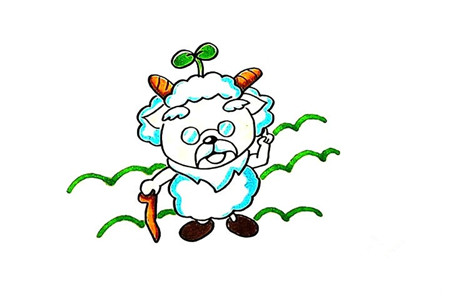 慢羊羊簡(jiǎn)筆畫步驟6