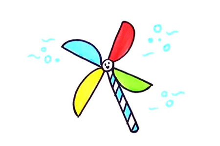 卡通風(fēng)車簡(jiǎn)筆畫的畫法4