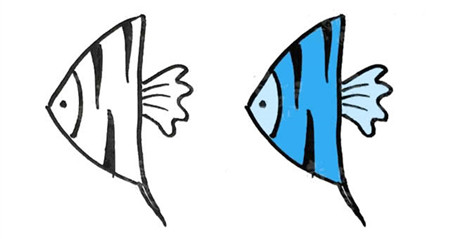 熱帶魚(yú)彩色簡(jiǎn)筆畫(huà)的畫(huà)法2