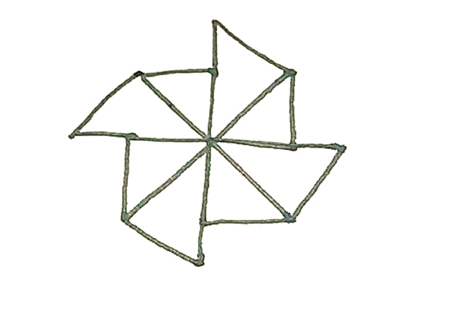 玩具風(fēng)車簡(jiǎn)筆畫(huà)的畫(huà)法5