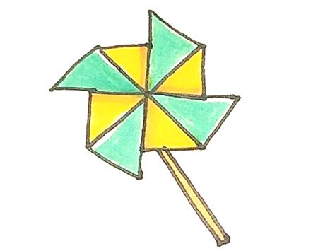 玩具風(fēng)車簡(jiǎn)筆畫(huà)的畫(huà)法6