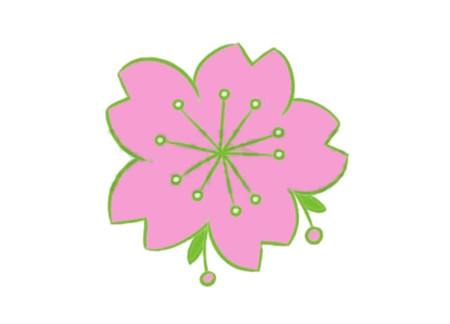 櫻花簡(jiǎn)筆畫(huà)步驟圖解4