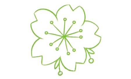 櫻花簡(jiǎn)筆畫(huà)步驟圖解3