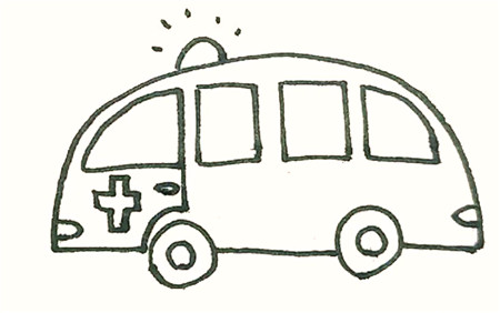 救護車簡筆畫怎樣畫3