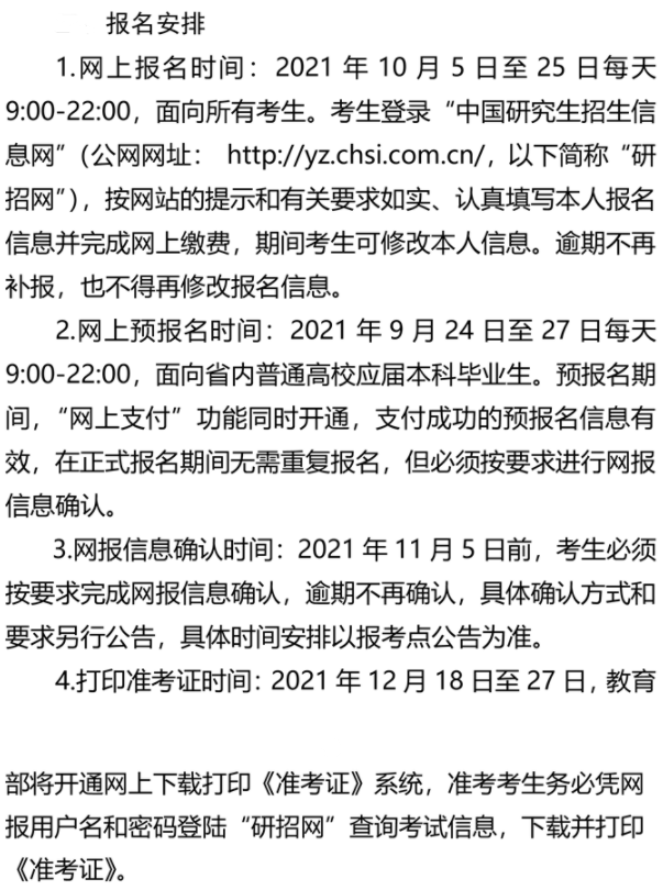 四川2022考研報名時間安排