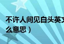 不許人間見白頭英文翻譯（不許人間見白頭什么意思）