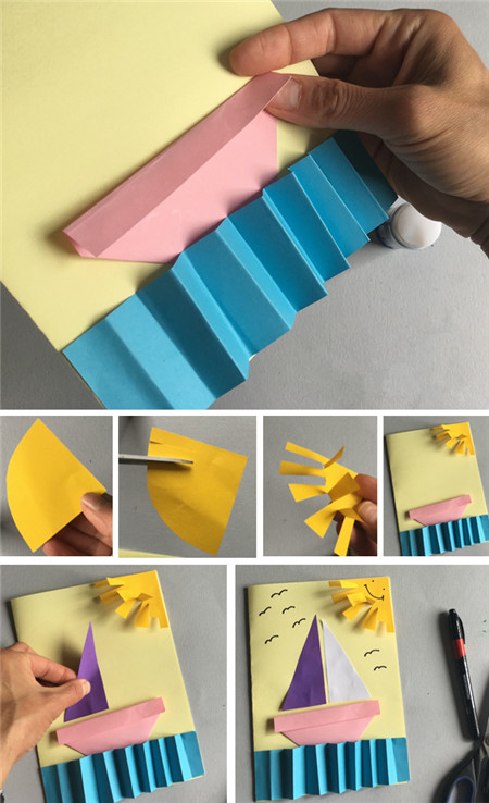 兒童節(jié)帆船貼畫(huà)手工制作2