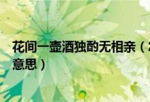 花間一壺酒獨(dú)酌無(wú)相親（怎么理解花間一壺酒獨(dú)酌無(wú)相親的意思）