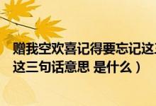 贈(zèng)我空歡喜記得要忘記這三句話是什么意思(喜記得要忘記這三句話意思 是什么)