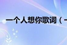 一個人想你歌詞（一個人想你歌詞是什么）