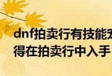 dnf拍賣行有技能寵物嗎(dnf有哪些寵物值得在拍賣行中入手)