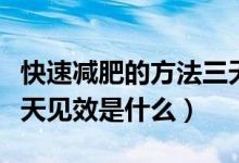 快速減肥的方法三天見效（快速減肥的方法三天見效是什么）