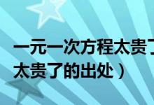 一元一次方程太貴了是什么梗（一元一次方程太貴了的出處）
