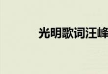 光明歌詞汪峰（光明歌曲簡(jiǎn)介）