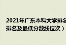 2021年廣東本科大學排名及分數線（2022年廣東本科大學排名及最低分數線位次）