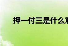 押一付三是什么意思（押一付三介紹）