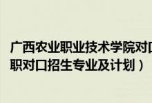 廣西農(nóng)業(yè)職業(yè)技術學院對口招生（2022廣西職業(yè)技術學院高職對口招生專業(yè)及計劃）