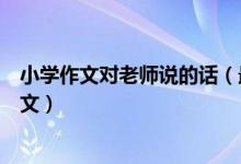 小學(xué)作文對(duì)老師說的話（最新我想對(duì)老師說的話小學(xué)作文范文）