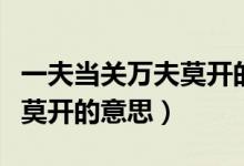 一夫當(dāng)關(guān)萬(wàn)夫莫開的意思簡(jiǎn)短（一夫當(dāng)關(guān)萬(wàn)夫莫開的意思）