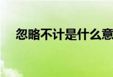 忽略不計是什么意思（忽略不計的含義）
