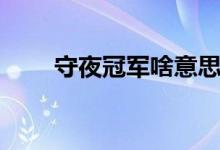 守夜冠軍啥意思（守夜冠軍啥意思）