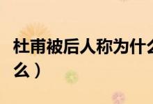 杜甫被后人稱(chēng)為什么詩(shī)人（杜甫被后人稱(chēng)為什么）