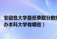 安徽各大學(xué)最低錄取分?jǐn)?shù)線（2022安徽錄取分?jǐn)?shù)線最低的公辦本科大學(xué)有哪些）