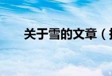 關(guān)于雪的文章（描寫雪景的5篇散文）
