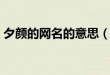 夕顏的網(wǎng)名的意思（網(wǎng)名叫夕顏是什么意思）