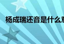 楊成瑞還音是什么意思(還音是什么意思)
