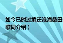 如今已時(shí)過境遷滄海桑田是啥歌（如今已時(shí)過境遷滄海桑田歌詞介紹）