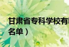 甘肅省?？茖W(xué)校有哪些（2022最新高職院校名單）