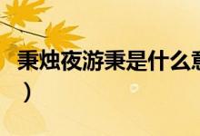 秉燭夜游秉是什么意思?。ū鼱T夜游秉的意思）