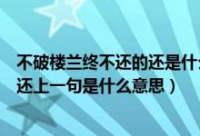 不破樓蘭終不還的還是什么意思是什么意思（不破樓蘭終不還上一句是什么意思）