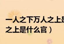 一人之下萬(wàn)人之上是什么官職（一人之下萬(wàn)人之上是什么官）