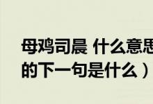 母雞司晨 什么意思,這里指的是誰?（雞司晨的下一句是什么）