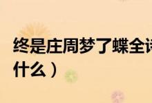 終是莊周夢了蝶全詩（終是莊周夢了蝶全詩是什么）