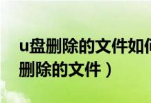 u盤(pán)刪除的文件如何恢復(fù)（怎么可以恢復(fù)u盤(pán)刪除的文件）