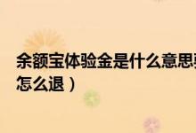余額寶體驗(yàn)金是什么意思要還嗎（余額寶體驗(yàn)金是什么意思怎么退）