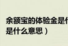 余額寶的體驗金是什么意思（余額寶的體驗金是什么意思）