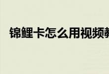 錦鯉卡怎么用視頻教程（錦鯉卡怎么加油）