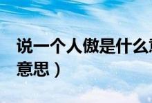 說(shuō)一個(gè)人傲是什么意思呢（說(shuō)一個(gè)人a是什么意思）