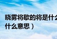 曉霧將歇的將是什么意思?。〞造F將歇的將是什么意思）