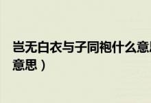 豈無(wú)白衣與子同袍什么意思及原文（豈無(wú)白衣與子同裳什么意思）