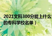 2021文科300分能上什么專科大學(xué)（2022高考文科300多分的?？茖W(xué)校名單）