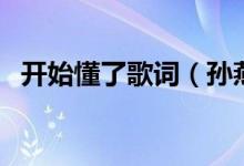 開始懂了歌詞(孫燕姿開始懂了完整歌詞)