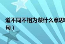 道不同不相為謀什么意思?。ǖ啦煌幌酁橹\什么意思下一句）
