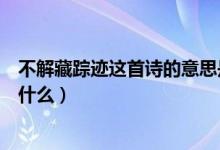 不解藏蹤跡這首詩(shī)的意思是什么（不解藏蹤跡的下一句詩(shī)是什么）